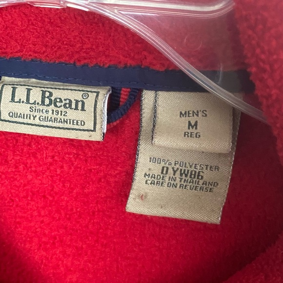 L.L Bean Red Full Zipper Cotton Fleece M - Picture 10 of 11